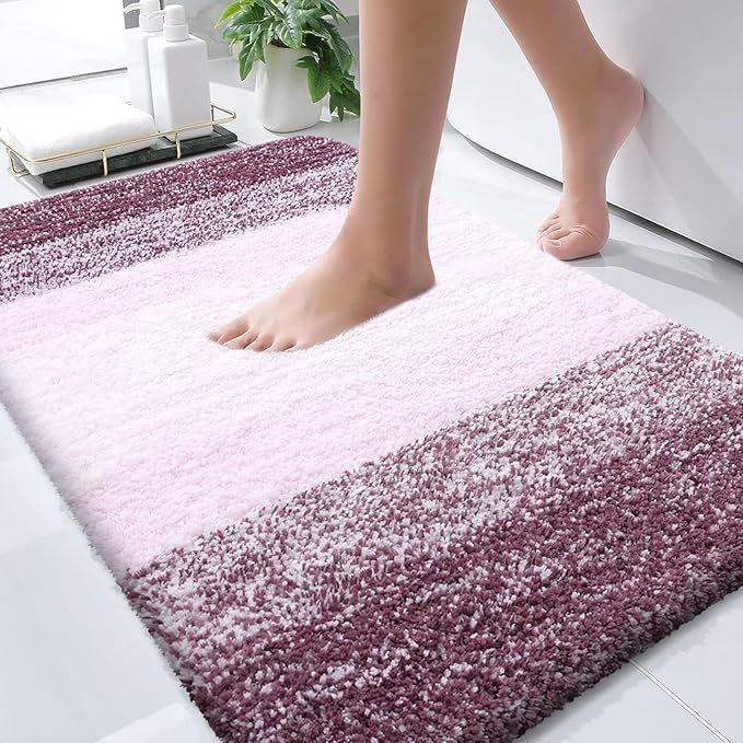 OLANLY Bathroom Rugs Mat 36x24, Extra Soft Absorbent Microfiber Bath Rugs, Rubber Backing, Quick Dry, Machine Washable Bath Mats for Bathroom Floor, Tub and Shower, Home Decor Accessories, Mauve