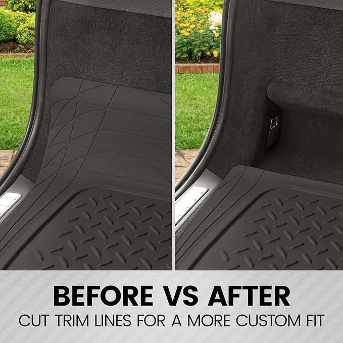 BDK Heavy Duty Rubber Cargo Mat Liner - All-Weather Trunk Protection, Trim-to-Fit Design for Cars, SUVs, Vans & Trucks - Non-Slip, Waterproof, Durable Cargo Floor Liner - 54" x 43.5" x 0.25" - Black