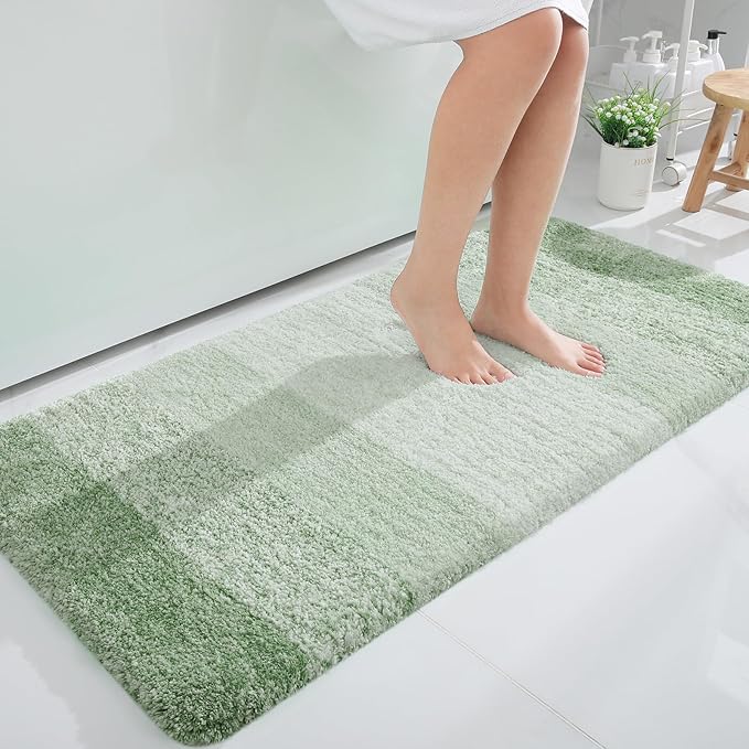 OLANLY Bathroom Runner Rugs 44x24, Extra Soft Absorbent Microfiber Bath Rugs, Rubber Backing, Quick Dry, Washable Bath Mats for Bathroom Floor, Tub and Shower, Home Decor Accessories, Sage Green