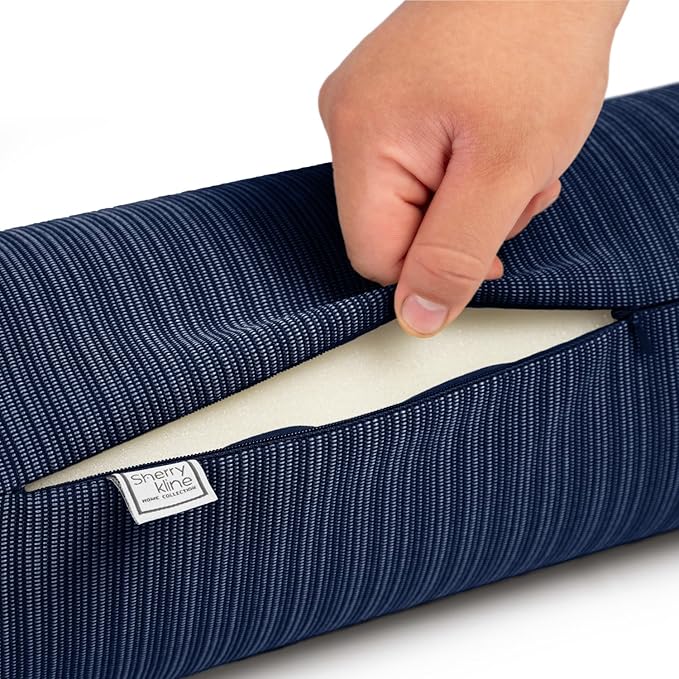 Sherry Kline Island Breeze Indoor/Outdoor Corded Neck Bolster Indigo 6"x 18"Set of 2