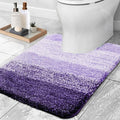 OLANLY Luxury Toilet Rugs U-Shaped 24x20, Extra Soft and Absorbent Microfiber Bathroom Rugs, Non-Slip Plush Shaggy Bath Mat, Machine Wash Dry, Contour Bathroom Mats for Toilet Base, Violet