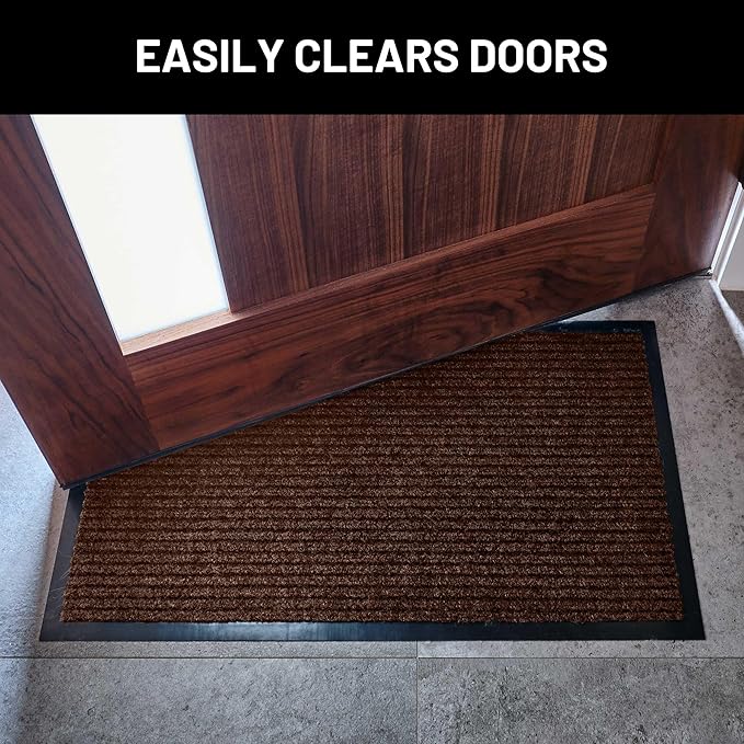 Sierra Concepts Front Door Mat Welcome Floor Mats - Entryway Indoor Outdoor Entrance Doormat, Patio, Porch, Muddy Shoe, Inside Outside Low Profile, 30x17 inches, 2-Pack Dark Brown