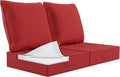 Outdoor Olefin Water-Resistant Deep Seat Cushion Set, 2PCS Weather and Fade Resistant 24''x 24''x 6'' Patio Furniture Seat Cushion, Thickened Sofa Chair Pad for Lawn, Garden, Red