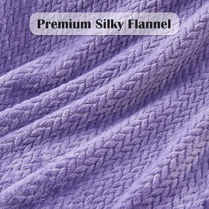 NEWCOSPLAY Super Soft Throw Blanket Lavender Premium Silky Flannel Fleece Leaves Pattern Lightweight Bed Blanket All Season Use (Lavender, Throw(50"x60"))