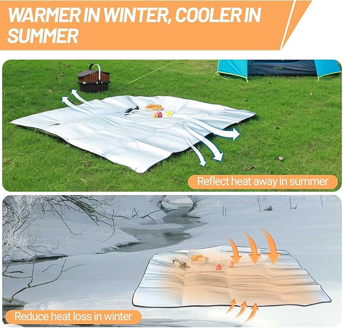 Himalaya Foam Foil Blanket Lightweight Camping Mat Outdoor Roll-up Portable Waterproof Sleeping Mat for Hiking Backpacking Double-Sided Aluminum Camping Accessories(78"x78")