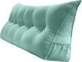 Triangular Reading Bed Rest Pillow Large Bolster Cushion Headboard Backrest Wedge Pillow with Removable Cover and Two Large Side Pockets (Turquoise, Queen: 59 x 8 x 20 inches)