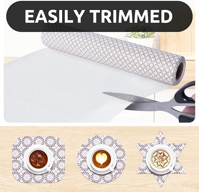 RAY STAR 18X96 Inch Shelf Liner for Kitchen Cabinets, Non-Adhesive Cabinet Liner Washable, PVC Drawer Liner for Dresser Non-Slip Bathroom (Circle)(4 Roll)