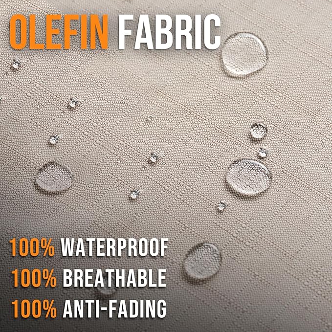 Outdoor Olefin Water-Resistant Deep Seat Cushion Set, 2PCS Weather and Fade Resistant 23''x 26''x 6'' Patio Furniture Seat Cushion, Thickened Sofa Chair Pad for Lawn, Garden, Light Beige