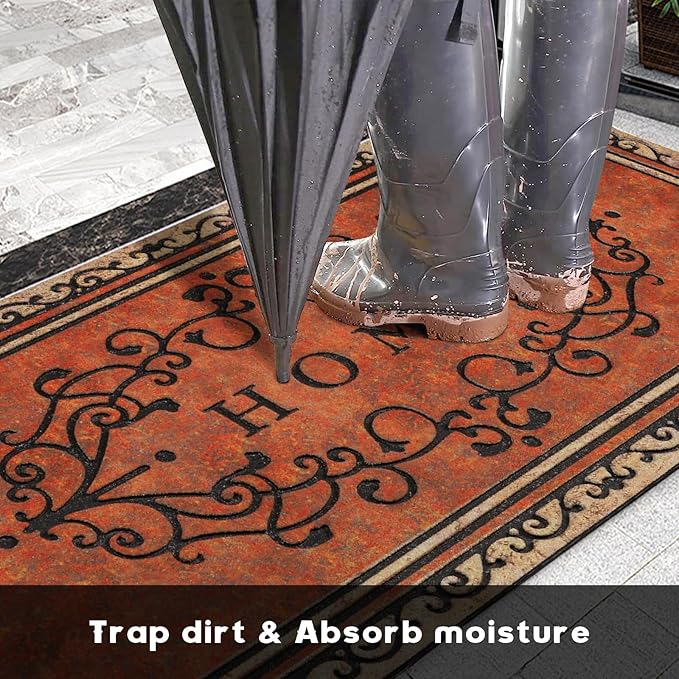 Large 47"x22" Heavy Duty Welcome Mat Outdoor with Non-Slip Rubber Backing - Durable Outdoor Door Mat for Front Door Entrance, Garage, Patio & High Traffic Areas（Home）