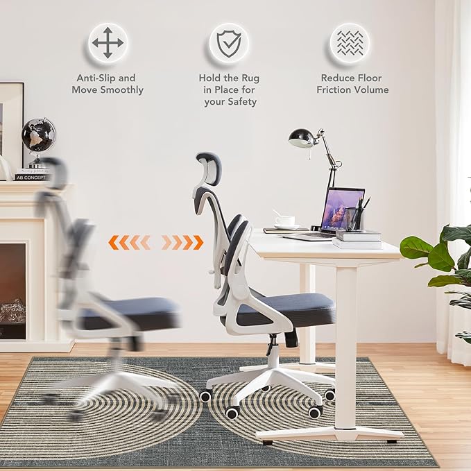 Office Chair Mat for Hardwood Floor&Tile Floor,48"X 60" Heavy Duty Desk Chair Mat for Hard Floors,Under Desk Rug for Rolling Computer Chair,Anti Slip,Low Pile Carpet Floor-Geo Grey