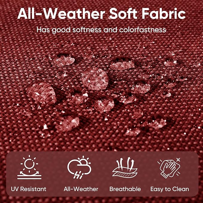 Outdoor Chair Cushions for Patio Furniture - 1 Pack Outside High Back Thick Water-Resistant Cushion 22x24 with Zipper Cover for Wicker Glider Rocking Chairs Loveseat Couch – Red/Buckle