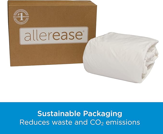 AllerEase Waterproof Mattress Protector Stain Protection King Size Allergen Barrier Hot Water Washable Machine Washable Durable Zippered Knit Cover Stretch Corners Fits Mattresses (White)