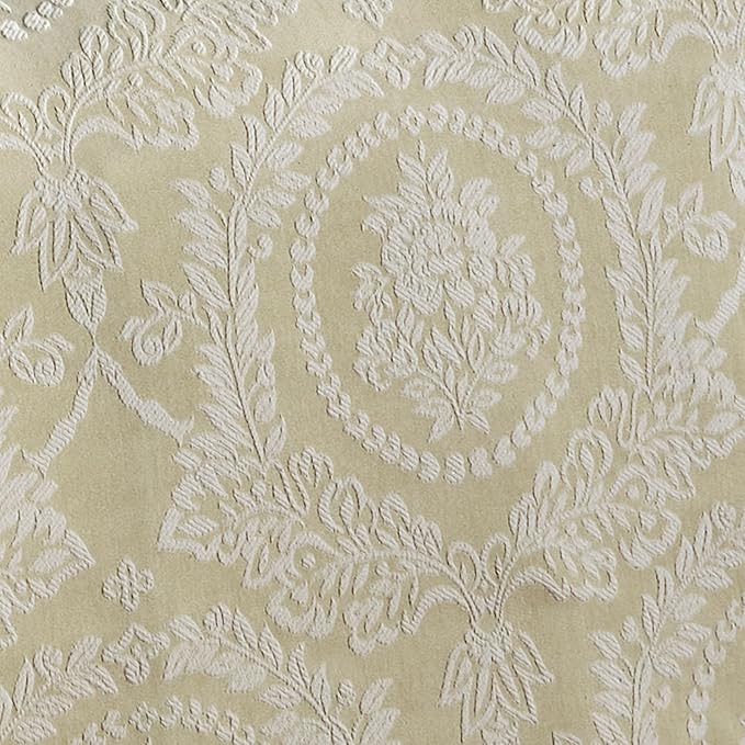 Timeless Vintage Style Bedding with Fringe Edges | Neutral Sage and Ecru | Textured Matelasse Rose Medallions and Leaves | 5-Pc Lightweight Bed Set: Oversized Queen Bedspread & 4 Standard Pillow Shams