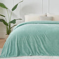 NEWCOSPLAY Super Soft Queen Blanket New Sage Green Premium Silky Flannel Fleece Leaves Pattern Lightweight Bed Blanket All Season Use (New Sage Green, Queen(90"x90"))