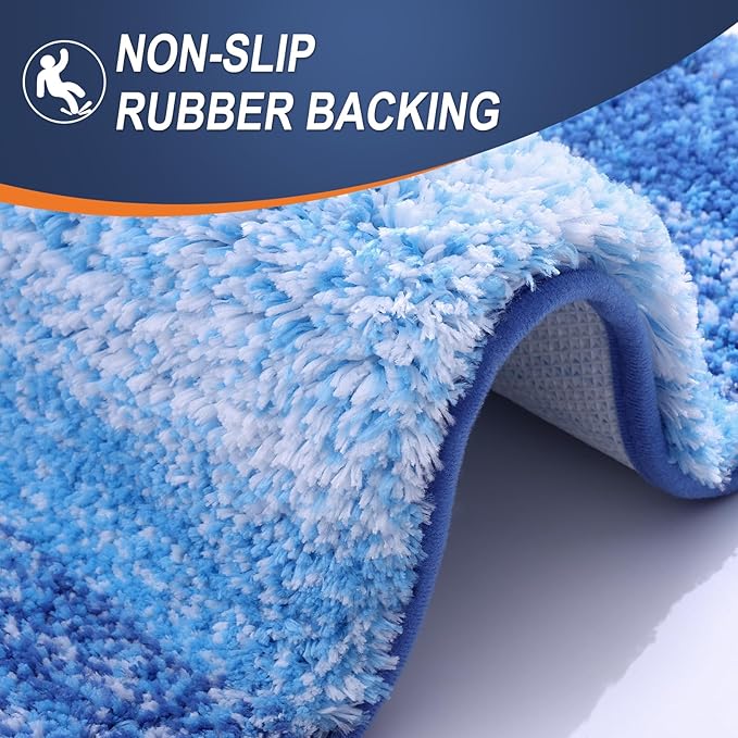 OLANLY Bathroom Runner Rugs 59x20, Extra Soft Absorbent Microfiber Bath Rugs, Rubber Backing, Quick Dry, Washable Bath Mats for Bathroom Floor, Tub and Shower, Home Decor Accessories, Light Royal Blue