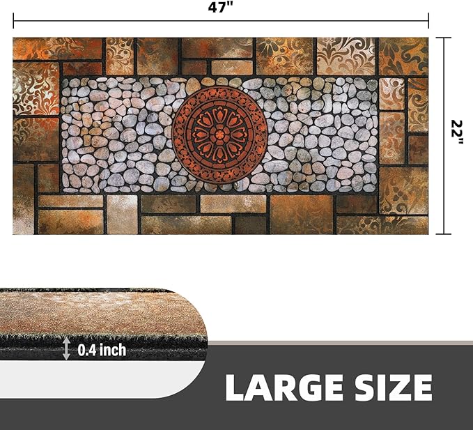 Large 47"x22" Heavy Duty Welcome Mat Outdoor with Non-Slip Rubber Backing - Durable Outdoor Door Mat for Front Door Entrance, Garage, Patio & High Traffic Areas（Sunflower）