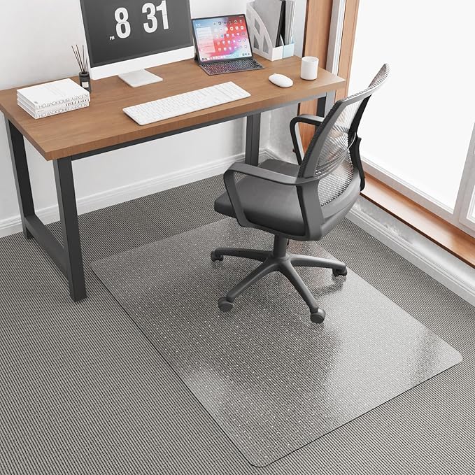 36”x 48” Carpet Floor Mat for Office Chair, Clear Desk Chair Floor Mat for Carpet for Medium/Low Pile, HeavyDuty Chair Mats for Carpeted Floors, Studded Desk Mat for Carpets for Homes and Offices