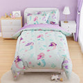 SANDJEST Mermaid Comforter Set Twin Size 68x86in for Kids Girls, Microfiber 3 Pcs Bedding Set Includes 1 Comforter, 1 Pillowcase, 1 Fitted Sheet, Nursery Room Decor