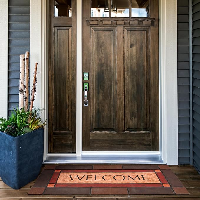 Large 47"x22" Heavy Duty Welcome Mat Outdoor with Non-Slip Rubber Backing - Durable Outdoor Door Mat for Front Door Entrance, Garage, Patio & High Traffic Areas（Welcome - Style3）