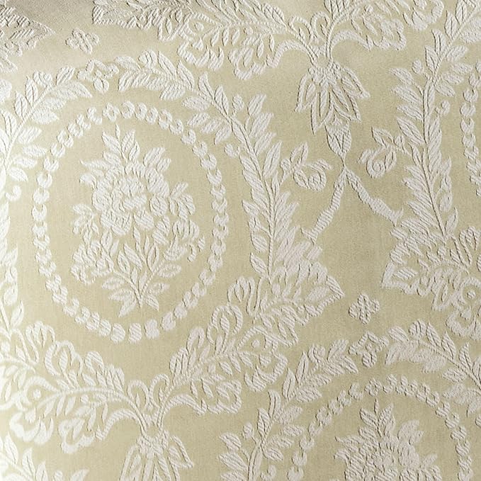 Timeless Vintage Style Bedding with Fringe | Neutral Sage and Ecru Hues | Textured Matelasse Rose Medallions and Leaves | 3 Piece Lightweight Set: Oversized California King Bedspread & 2 King Shams