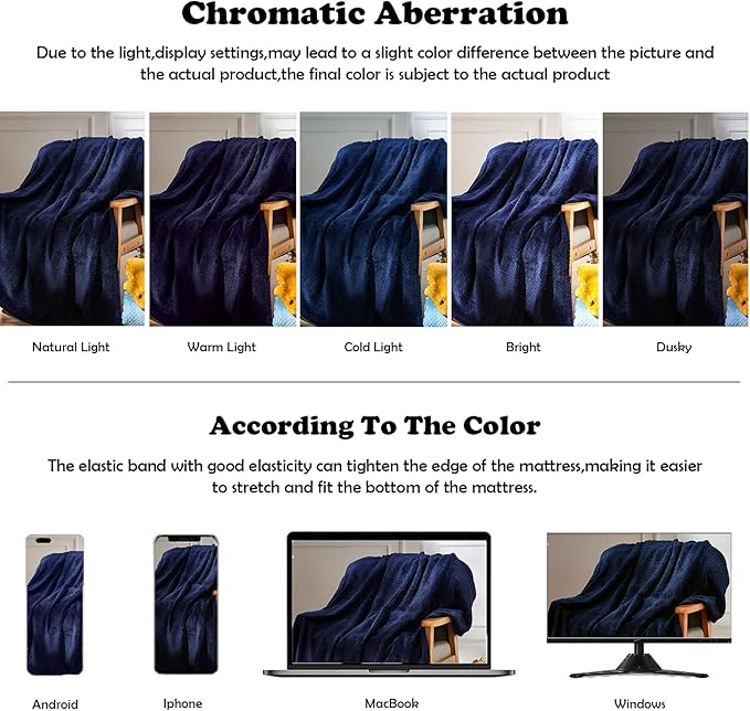 NEWCOSPLAY Super Soft Throw Blanket Dark Navy Premium Silky Flannel Fleece Leaves Pattern Lightweight Bed Blanket All Season Use (Dark Navy, Throw(50"x60"))
