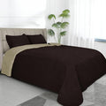 Easy-Going King Size Reversible Quilt Set with 1 Quilt and 2 Pillow Shams, Soft Bed Quilt Cover, Water Resistant Lightweight Microfiber Bedspread, Stain Resistant, Damask-Chocolate/Beige