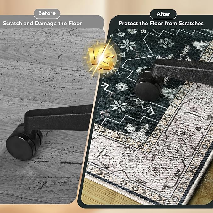 Office Chair Mat for Hardwood Floor&Tile Floor,36"x48" Heavy Duty Desk Chair Mat for Hard Floors,Under Desk Rug for Rolling Computer Chair,Anti Slip,Low Pile Carpet Floor-Frame Black White
