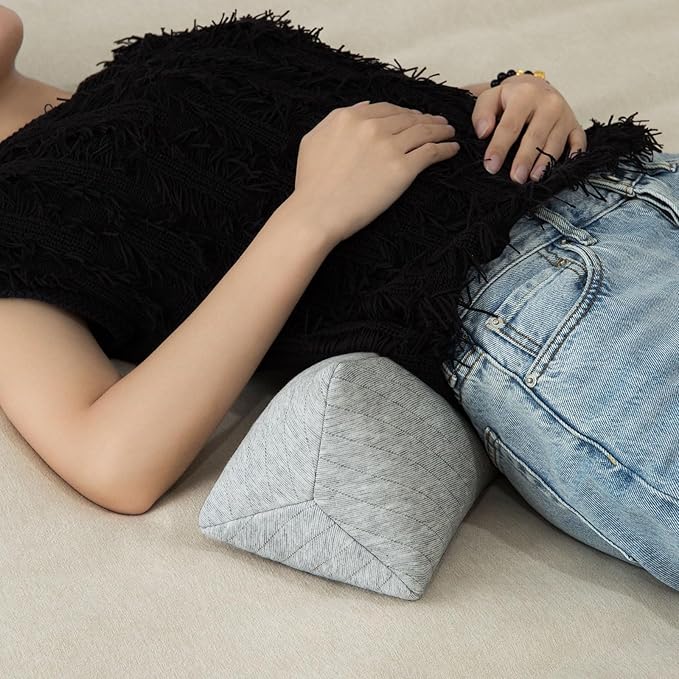 Buckwheat Neck Support Pillow Cervical Neck Cylinder Bolster Pillow Neck Pain Relief Breathable Comfortable for Back and Side Sleepers Round Pillows for Lunch Break Gray, 6x15 Inch