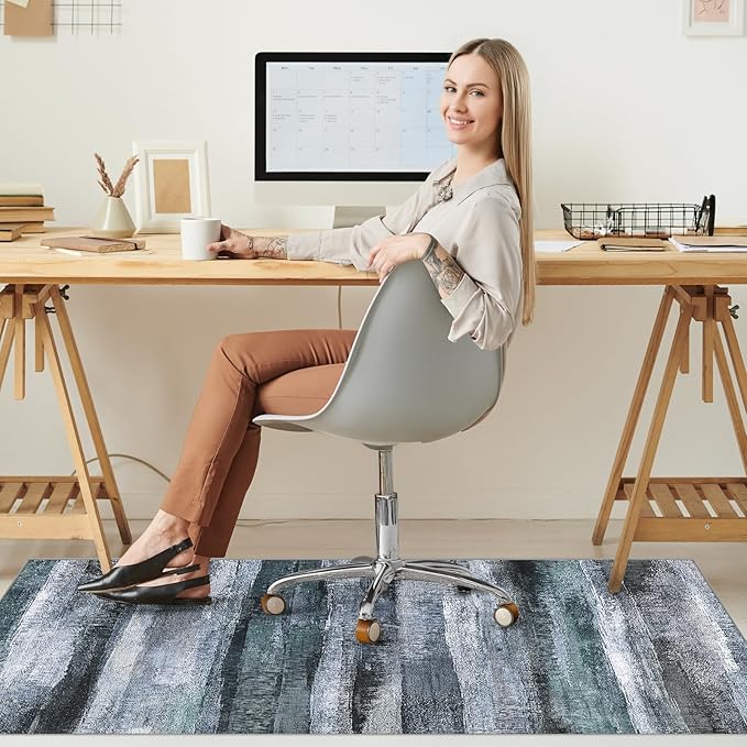 Office Chair Mat for Hardwood Floor&Tile Floor,36"X 48" Heavy Duty Desk Chair Mat for Hard Floors,Under Desk Rug for Rolling Computer Chair,Anti Slip,Low Pile Carpet Floor-Abstract Dark Grey