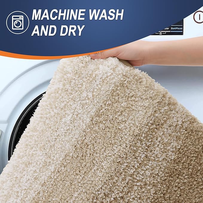 OLANLY Bathroom Runner Rugs 70x24, Extra Soft Absorbent Microfiber Bath Rugs, Rubber Backing, Quick Dry, Machine Washable Bath Mats for Bathroom Floor, Tub and Shower, Home Decor Accessories, Tan