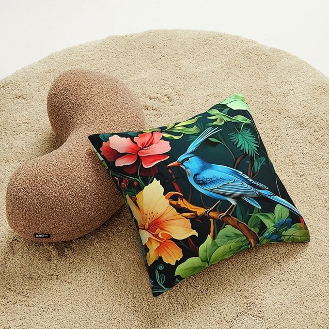 William Morris Bluebird and Flowers Design 18x18 inches Throw Pillow Covers Square Pillowcases Decor for Bed Couch Sofa Living Room Cushion Covers