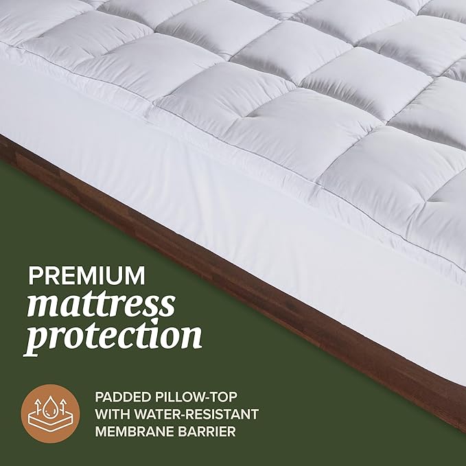 Beckham Hotel Collection Twin XL Size Hybrid Mattress Protector & Pad - Extra Padded, Thick, Plush, & Fitted Mattress Topper for Bed - Quilted Pillow Top Mattress Cover