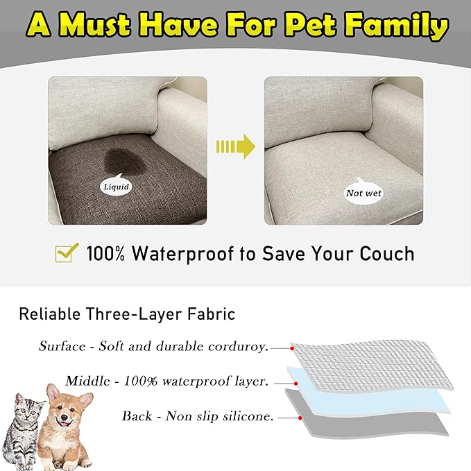 Couch Arm Covers, Waterproof Armrest Cover for Sofa, Armchair, Loveseat, Non-Slip Recliner Arm Cover, Sofa Arm Covers, Headrest Covers, Arm Chair Covers Set of 2 (Brown, 28"×24")