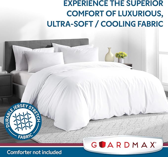 Guardmax Waterproof Duvet Cover - Jersey Fabric with Zipper Closure | Premium Quality, Bed Bug & Allergen Proof Twin (68 x 86)