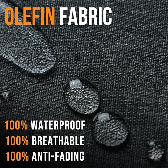 Outdoor Olefin Water-Resistant Deep Seat Cushion Set, 2PCS Weather and Fade Resistant 24''x 24''x 6'' Patio Furniture Seat Cushion, Thickened Sofa Chair Pad for Lawn, Garden, Dark Gray