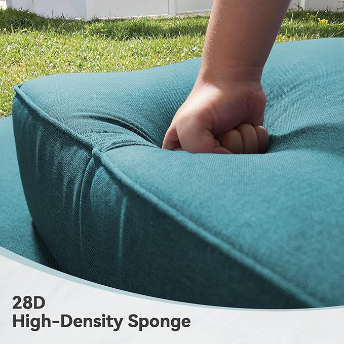 Luxury 6" Outdoor Cushions for Patio Furniture, 24x24x6" Thick Seat Cushion Set of 6, Fade Resistant Couch Chair Replacement Cushions High Density Deep Wicker Chair Cushion w/ Removable Cover, Green