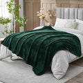 NEWCOSPLAY Super Soft Queen Blanket Forest Green Premium Silky Flannel Fleece Leaves Pattern Lightweight Bed Blanket All Season Use (Forest Green, Queen(90"x90"))
