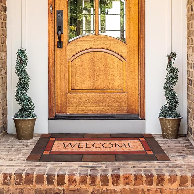 Large 47"x22" Heavy Duty Welcome Mat Outdoor with Non-Slip Rubber Backing - Durable Outdoor Door Mat for Front Door Entrance, Garage, Patio & High Traffic Areas（Welcome - Style3）