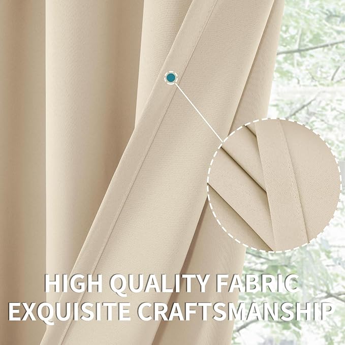 BGment Small Blackout Curtains 30 Inches Length - Rod Pocket Half Window Drapes for Kitchen Cafe Bathroom Bedroom Rv Camper Thermal Insulated Privacy Blinds, Champagne, 2 Panels, 34 x 30 Inch