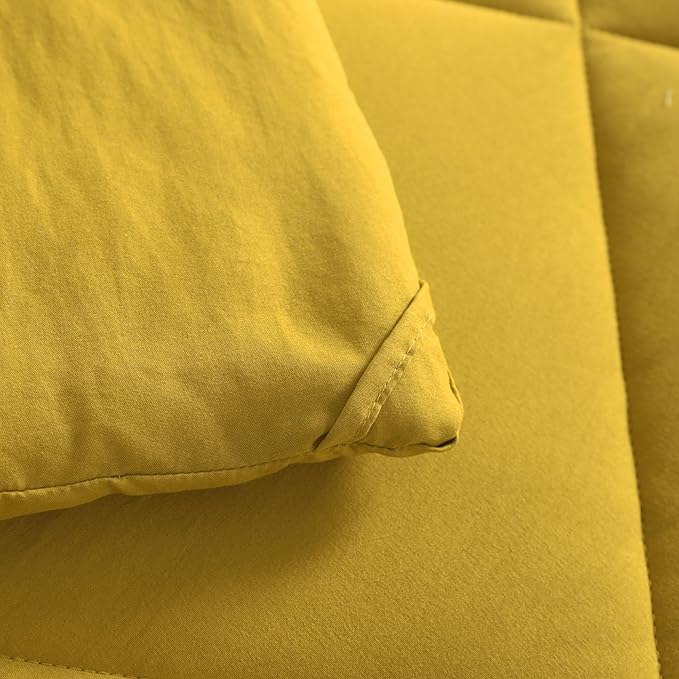 NTBAY Twin Comforter Set with Sheets, 5 Pieces Soft and Breathable Twin Bedding Set, Twin Bed in a Bag, Down Alternative Comforter Set Solid Color All Season, Kids Bedding Set, Yellow