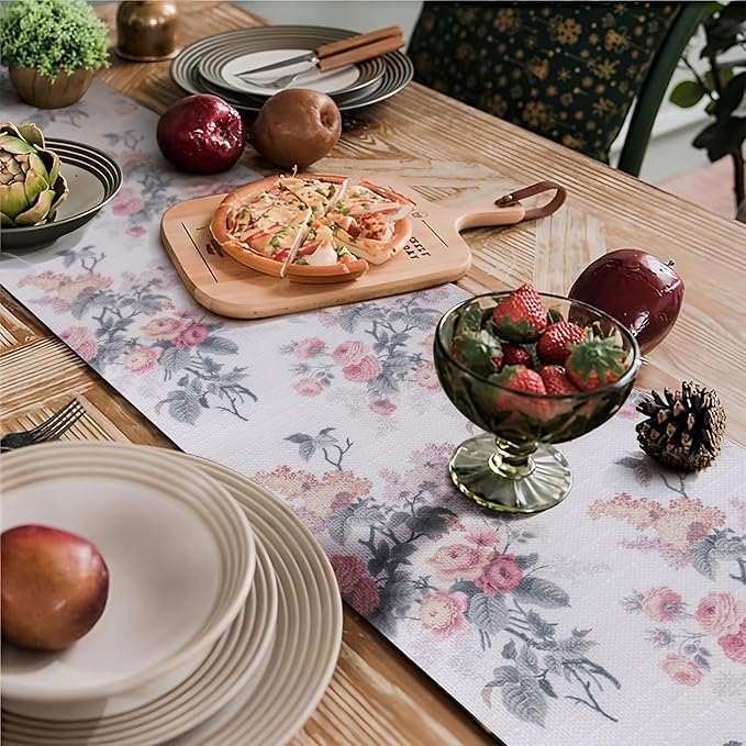 Drawer and Shelf Liner for Cabinets, 12IN x 20FT Non-Adhesive and Strong Non-Slip Vintage Floral Shelf Cabinet Drawer Liners for Kitchen,Table,Bookshelves,Waterproof Cupboard Liners