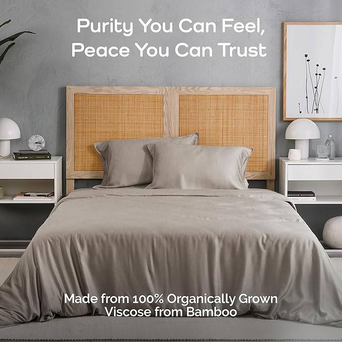 Duvet Cover Set - 100% Viscose Derived from Bamboo Duvet Cover Queen Size, 3 PC Luxury Cooling Duvet Cover for Hot Sleepers, Silky Buttery Soft Comforter Cover & 2 PC Queen Pillowcases, Sand