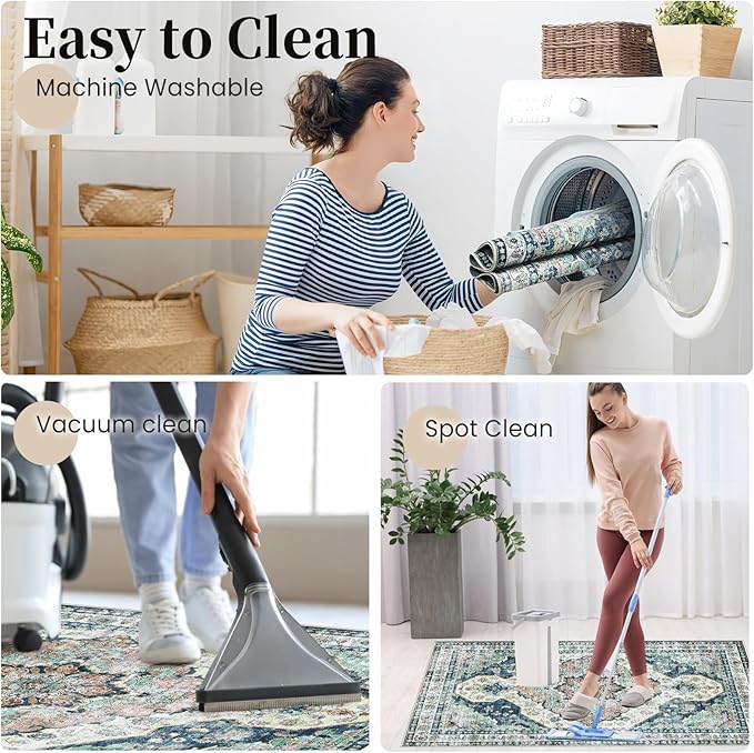 Office Chair Mat for Hardwood Floor&Tile Floor,36"X 48" Heavy Duty Desk Chair Mat for Hard Floors,Under Desk Rug for Rolling Computer Chair,Anti Slip,Low Pile Carpet Floor-Blue Flower