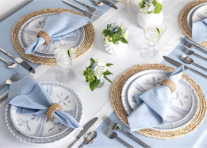 Solino Home Linen White Table Runner 144 Inches Long - 100% Pure Linen Extra Long Table Runner 14 x 144 Inch for Christmas, Holiday, New Year - Classic Hemstitch