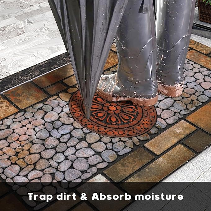 Large 47"x22" Heavy Duty Welcome Mat Outdoor with Non-Slip Rubber Backing - Durable Outdoor Door Mat for Front Door Entrance, Garage, Patio & High Traffic Areas（Sunflower）