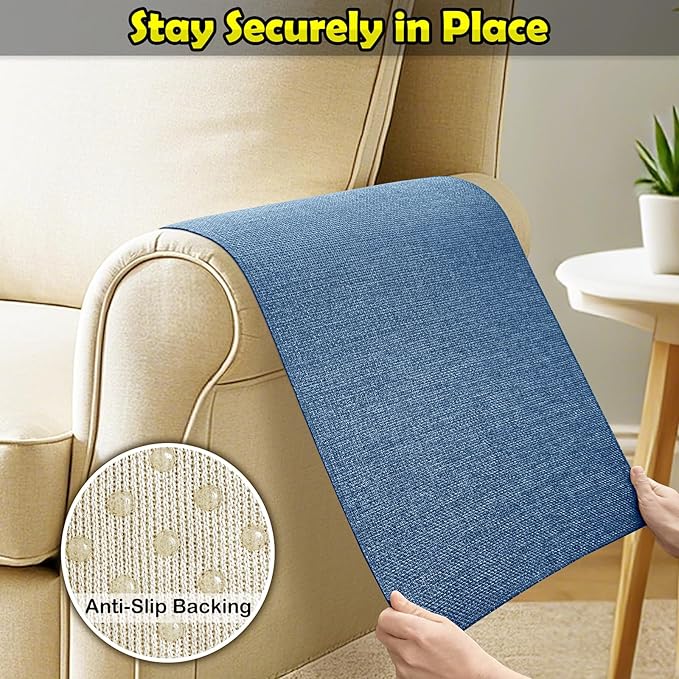 Couch Arm Covers, Waterproof Armrest Cover for Sofa, Armchair, Loveseat, Non-Slip Recliner Arm Cover, Sofa Arm Covers, Headrest Covers, Arm Chair Covers Set of 2 (Navy Blue, 28"×24")