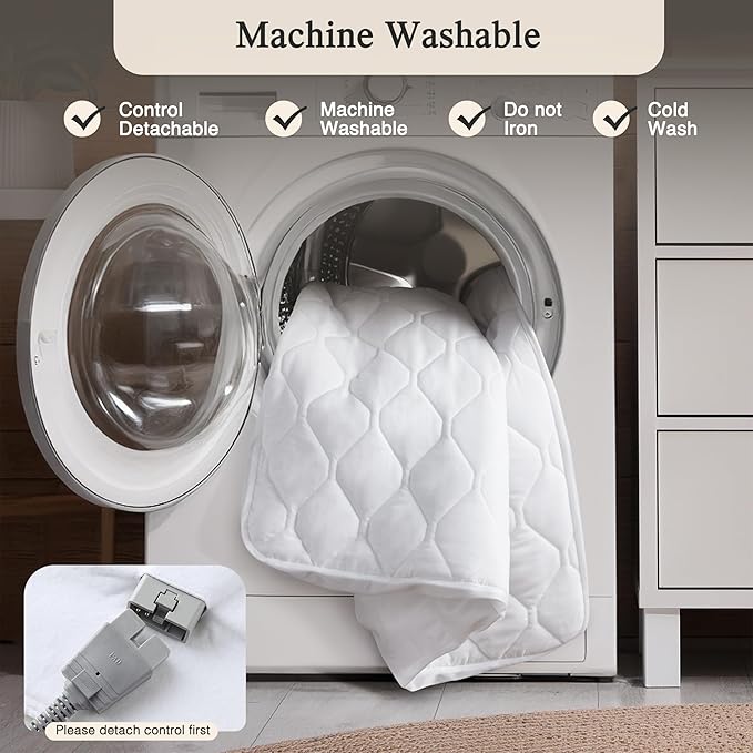 Beautyrest Cotton Blend Heated Mattress Pad Secure Comfort Technology - Luxury Quilted Electric Mattress Pad with Deep Pocket - 5-Setting Heat Controllers, Twin, White