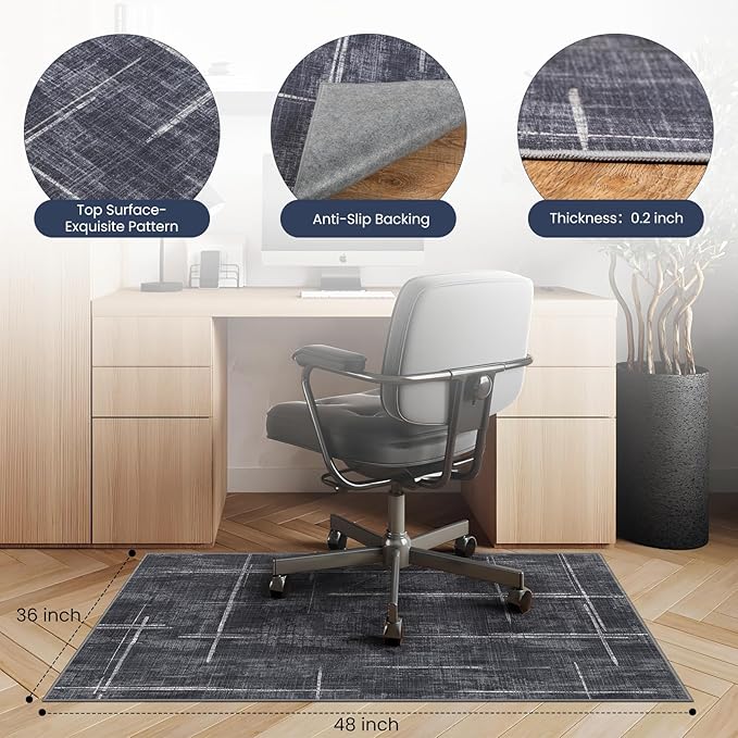 Office Chair Mat for Hardwood Floor&Tile Floor,36"X 48" Heavy Duty Desk Chair Mat for Hard Floors,Under Desk Rug for Rolling Computer Chair,Anti Slip,Low Pile Carpet Floor