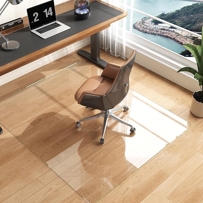 Antok Tempered Glass Chair Mat, 45"x55" Office Chair Mat for Carpet & Hardwood Floors, Heavy Duty 0.2" Desk Chair Mat for Smooth Rolling at Home or Office