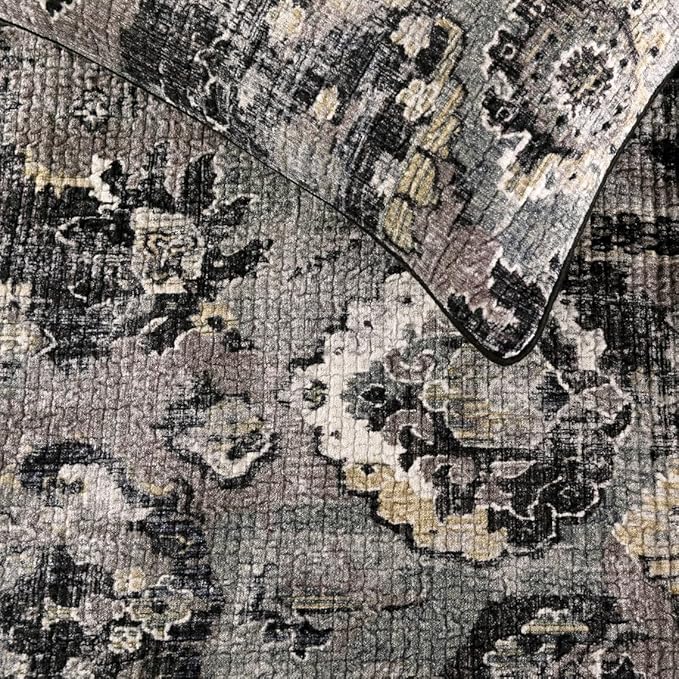 The HomeCentric Decorative Black & Grey CA King 86 x 18 inch Bed Runner with 2 Matching Pillow Cover, Velvet Damask with Tassels Bed Scarf, Abstract Modern - Paved Damask